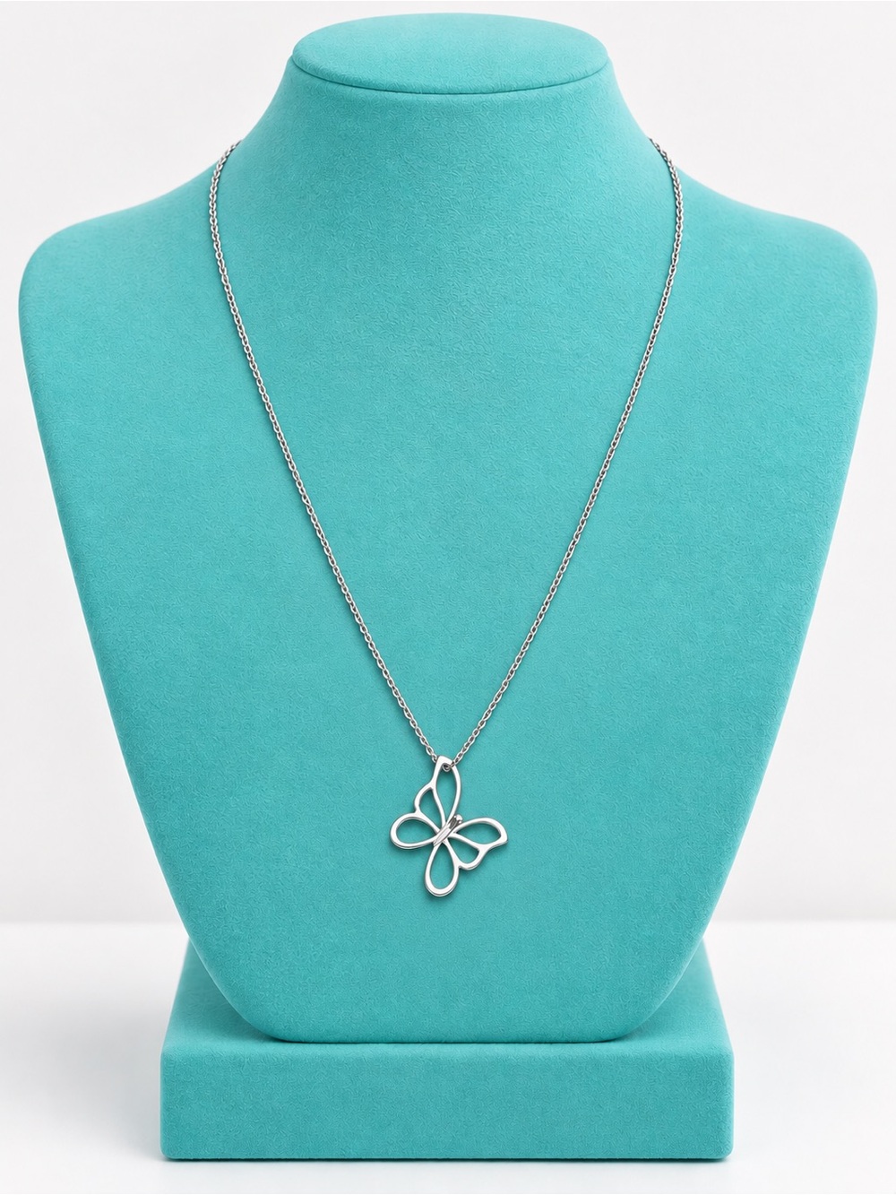 Tiffany & Co. Stencil Butterfly Pendant Necklace Sterling Silver Gift Pouch Box - Picture 10 of 12